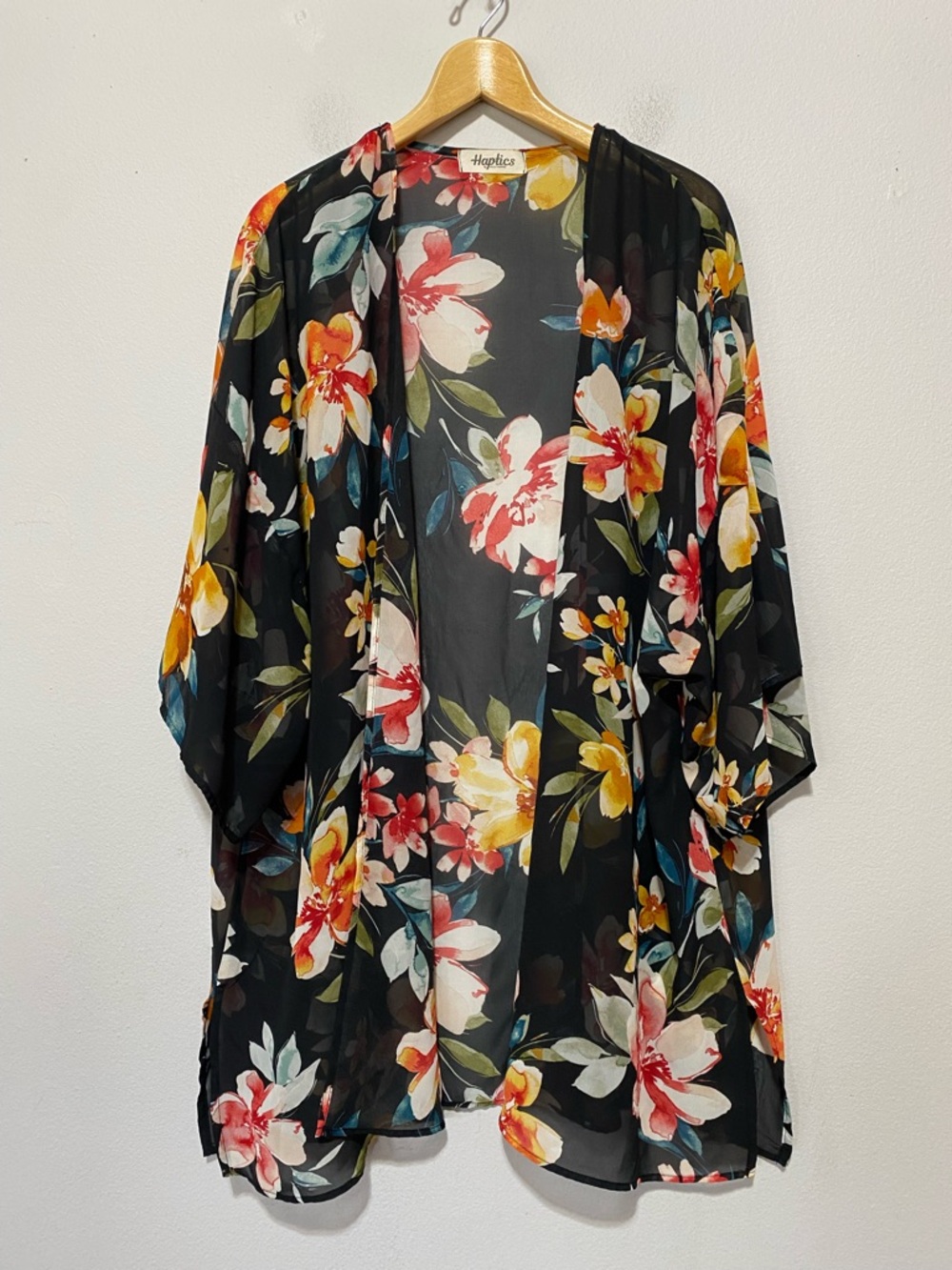 Haptics by Holly Harper Women’s 3x Sheer Floral Open Front Blouse/Swim Cover